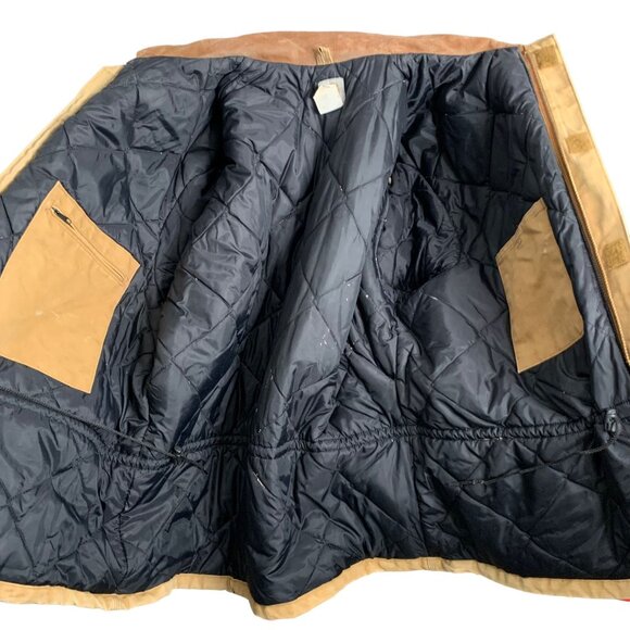 Vintage 90s Carhartt Work Jacket 3XL Brown Duck Canvas Arctic Quilt Lined Zip - Picture 8 of 9